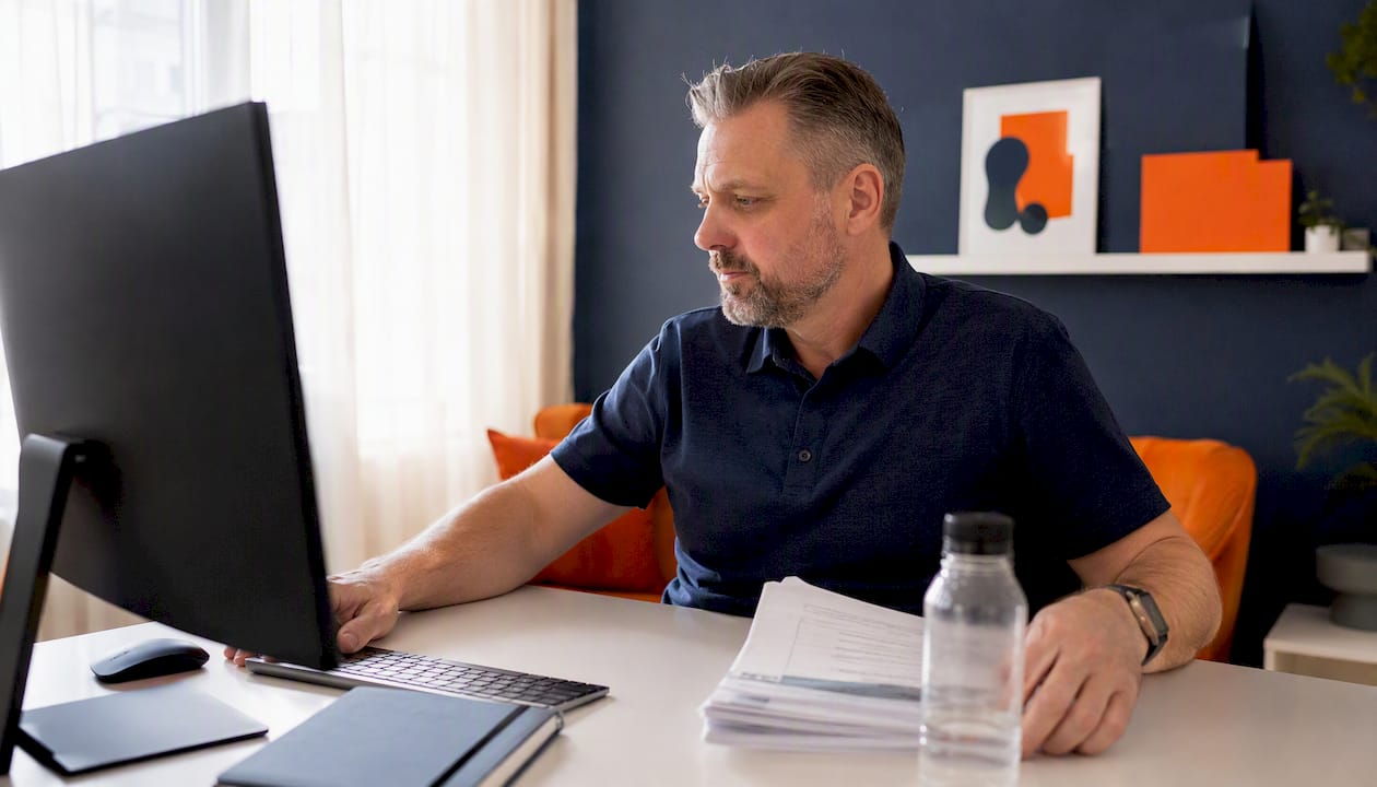 IT technician at desk reviewing access documents