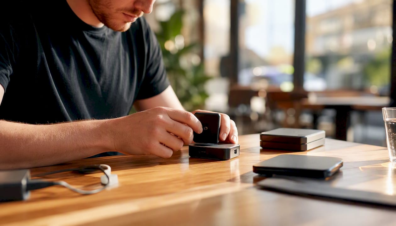 Hands setting up endpoint security devices