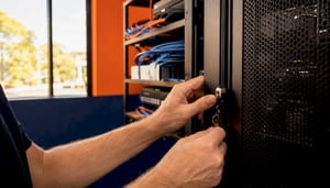 Hands locking small business server rack cabinet