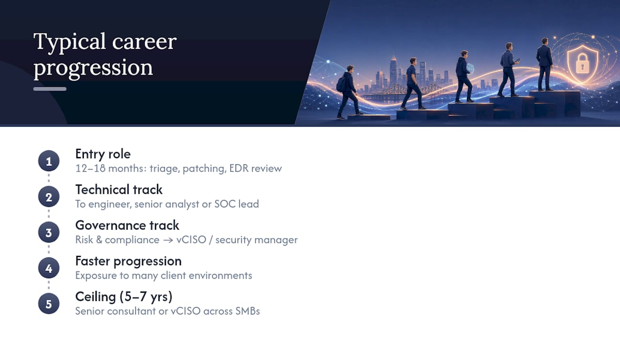 What career progression actually looks like in these roles — overview diagram