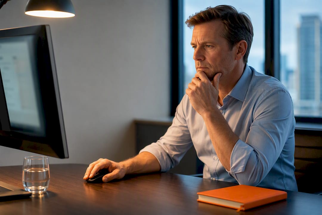 Manager pausing before suspicious invoice approval