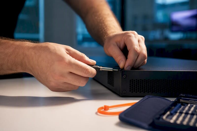 Technician maintaining network appliance
