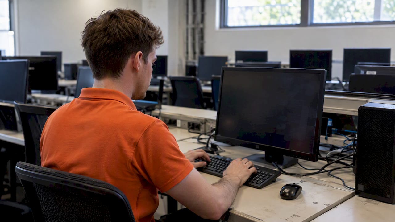 Cyber security student completing incident response lab