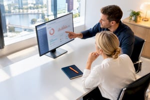 White business team reviewing cyber mitigation plan