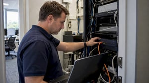 IT administrator applying urgent firewall security patch