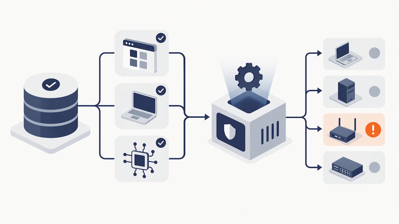 Automated inventory detecting an unpatched device