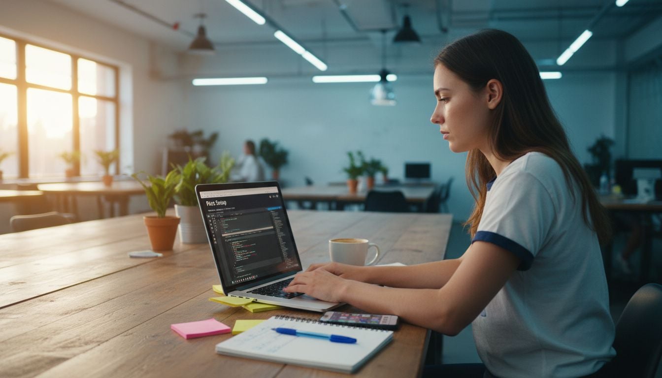 Developer programming in coworking space