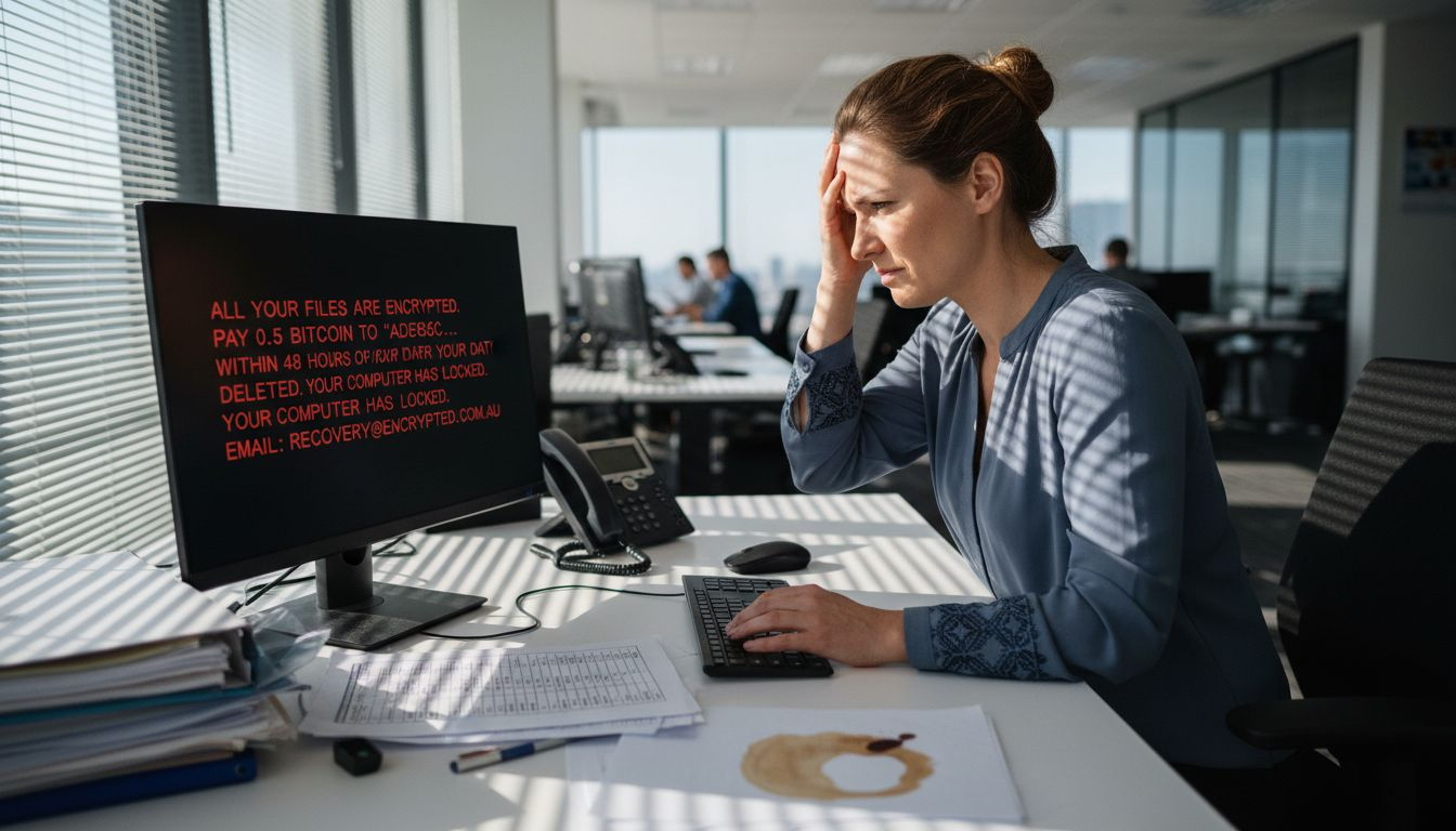 Manager confronts ransomware attack workplace disruption