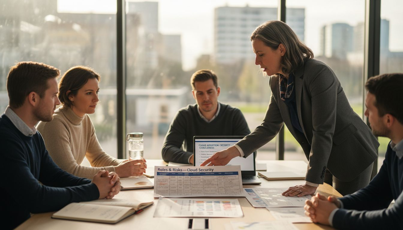 Team meeting on cloud security responsibilities