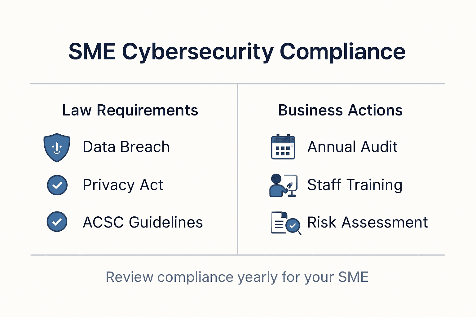 Infographic showing SME cybersecurity laws and actions