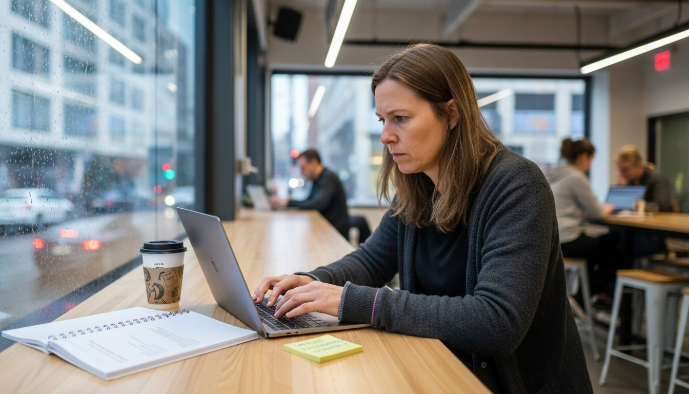 Office scene IT manager working on security policy