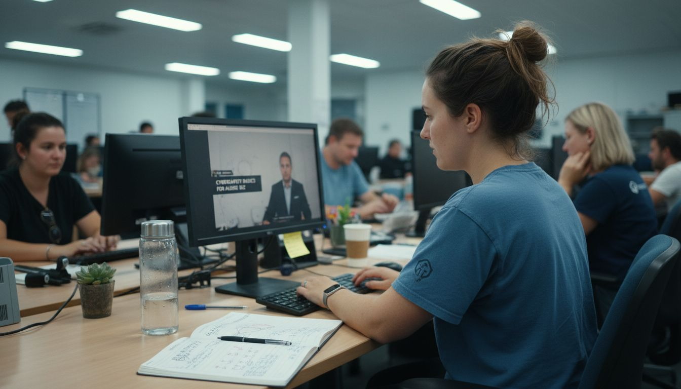 Employee learning cybersecurity in Brisbane SME