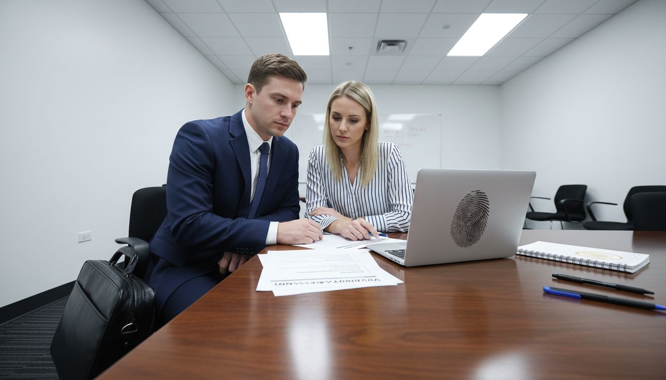 Finance firm staff reviewing audit findings