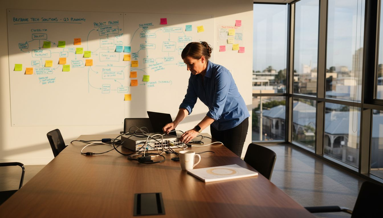 Specialist setting up cyber security systems