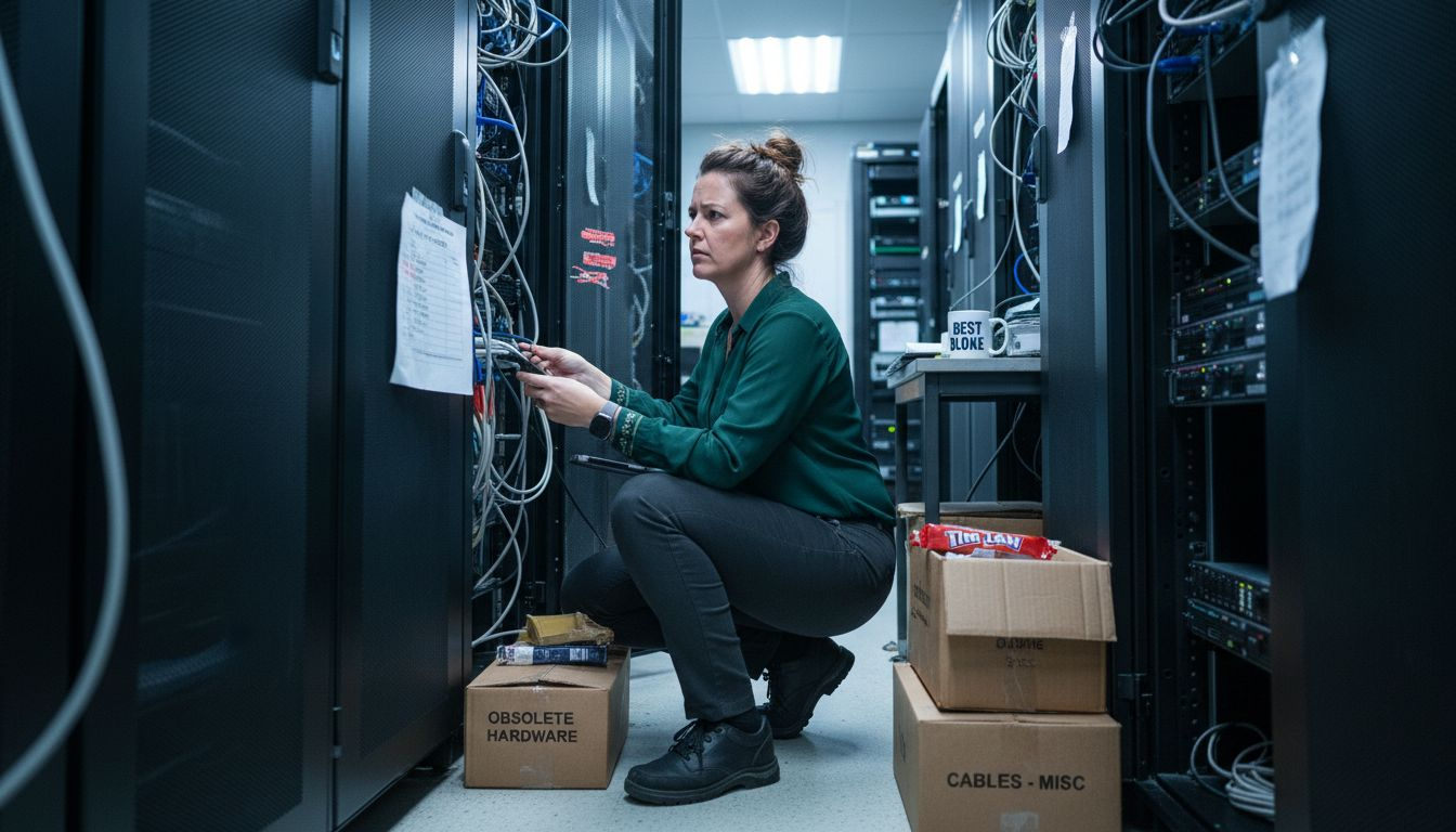 IT professional updating server network equipment