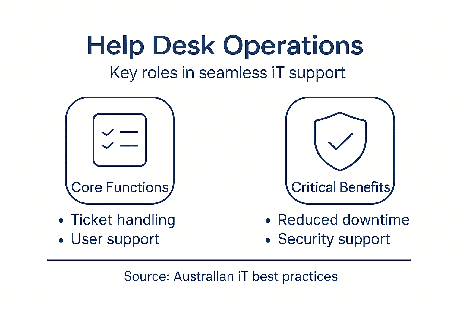 Infographic displays help desk core functions and benefits