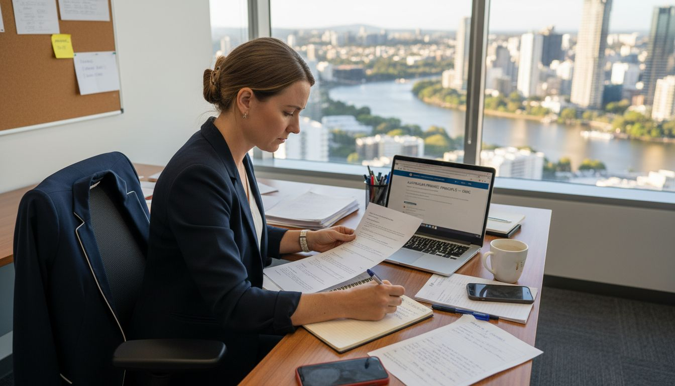 Business owner reviewing privacy compliance files