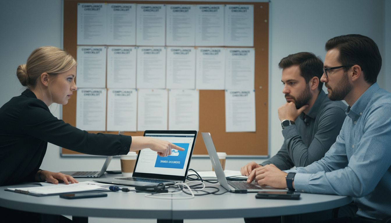 Finance team collaborating using cloud dashboard