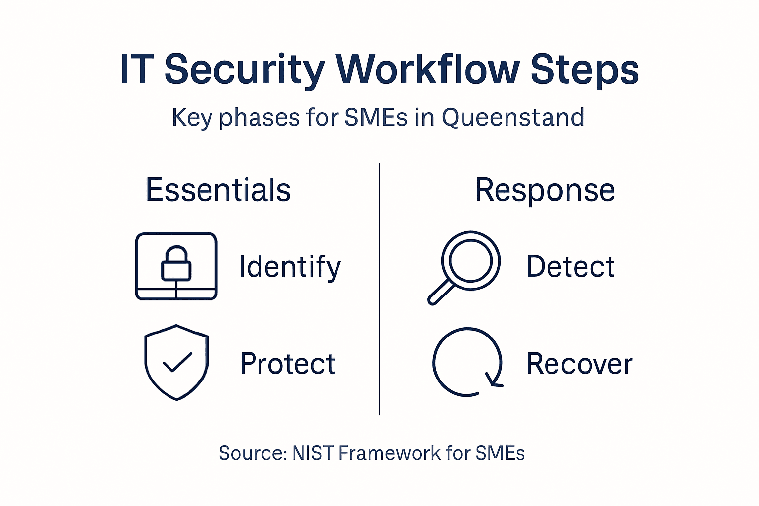 Infographic with IT security workflow steps overview