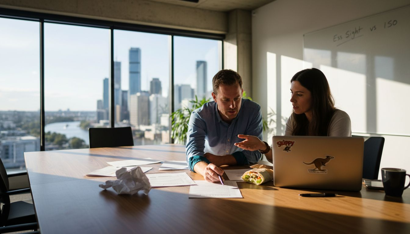 IT staff reviewing security framework checklist