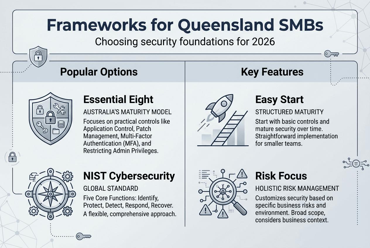 Infographic comparing security framework options