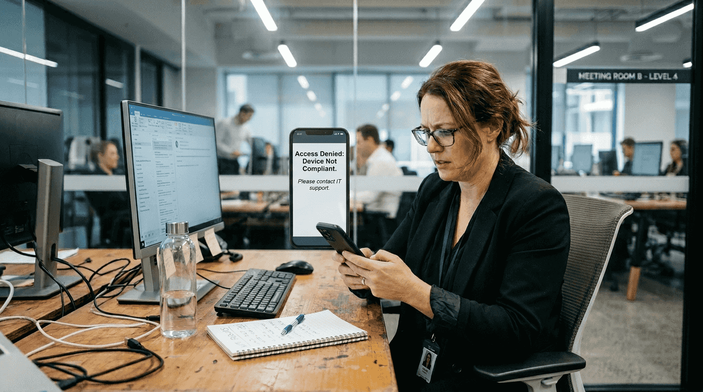 Worker denied network access on phone