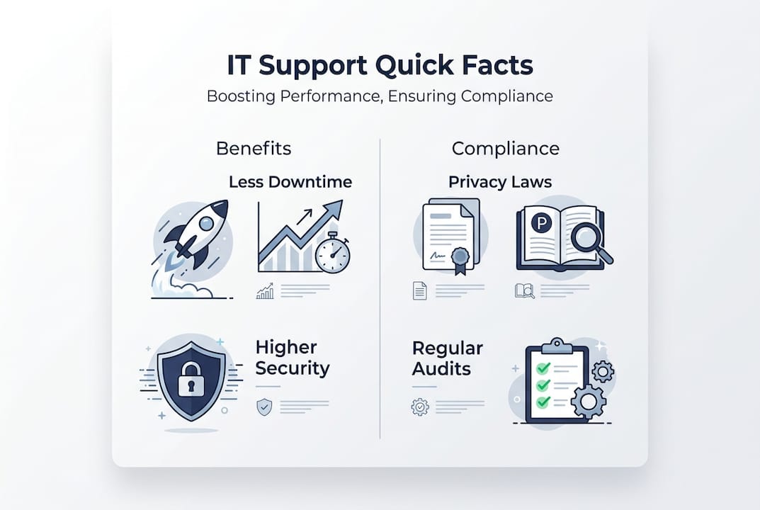 Infographic of IT support benefits and compliance