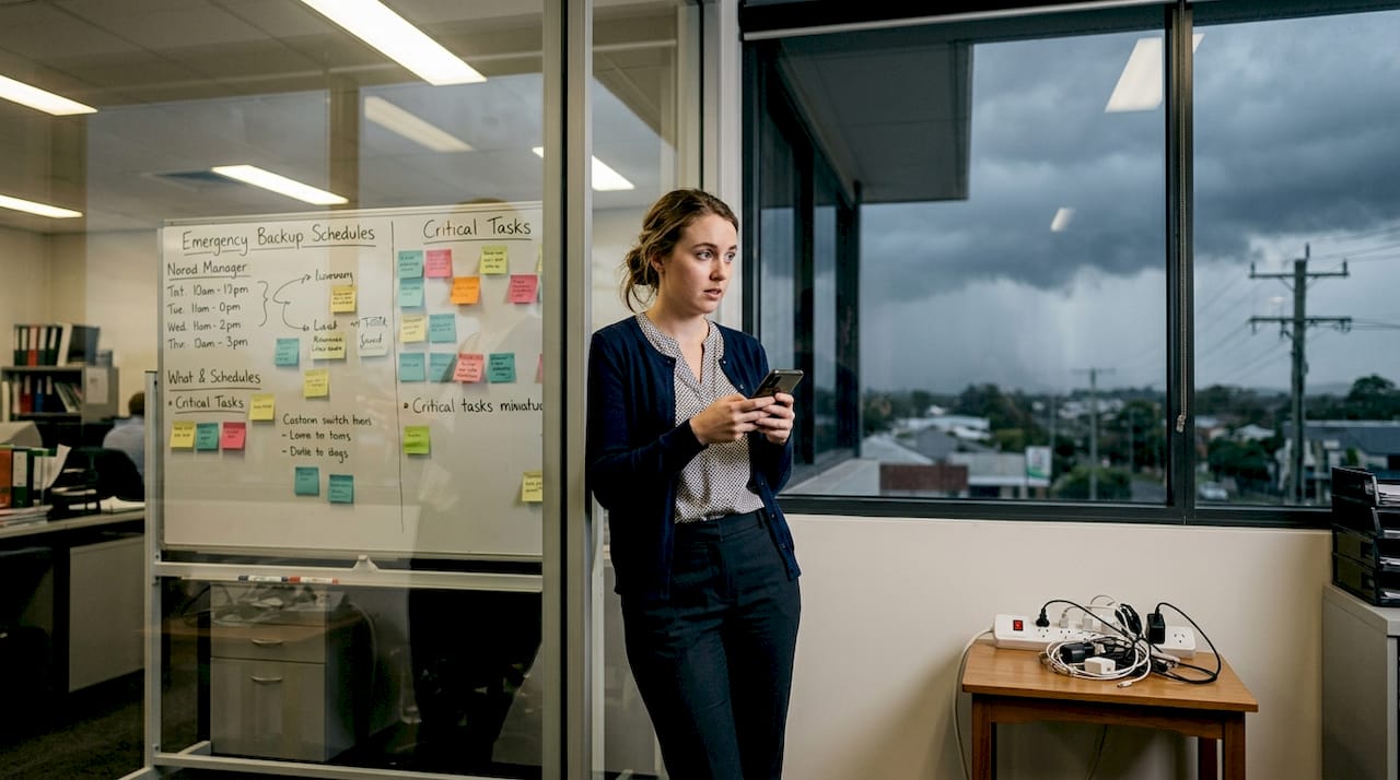 Storm risk preparations in Queensland SME office