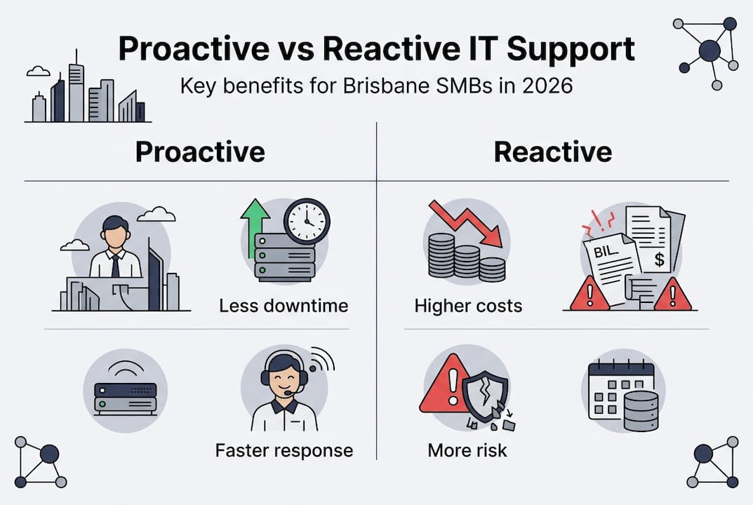 Infographic comparing proactive and reactive IT support