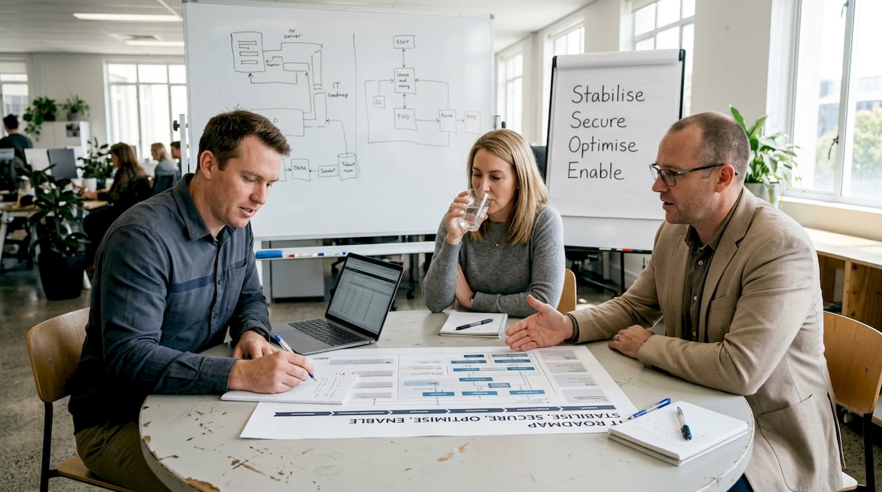 SME team reviews IT planning stages together