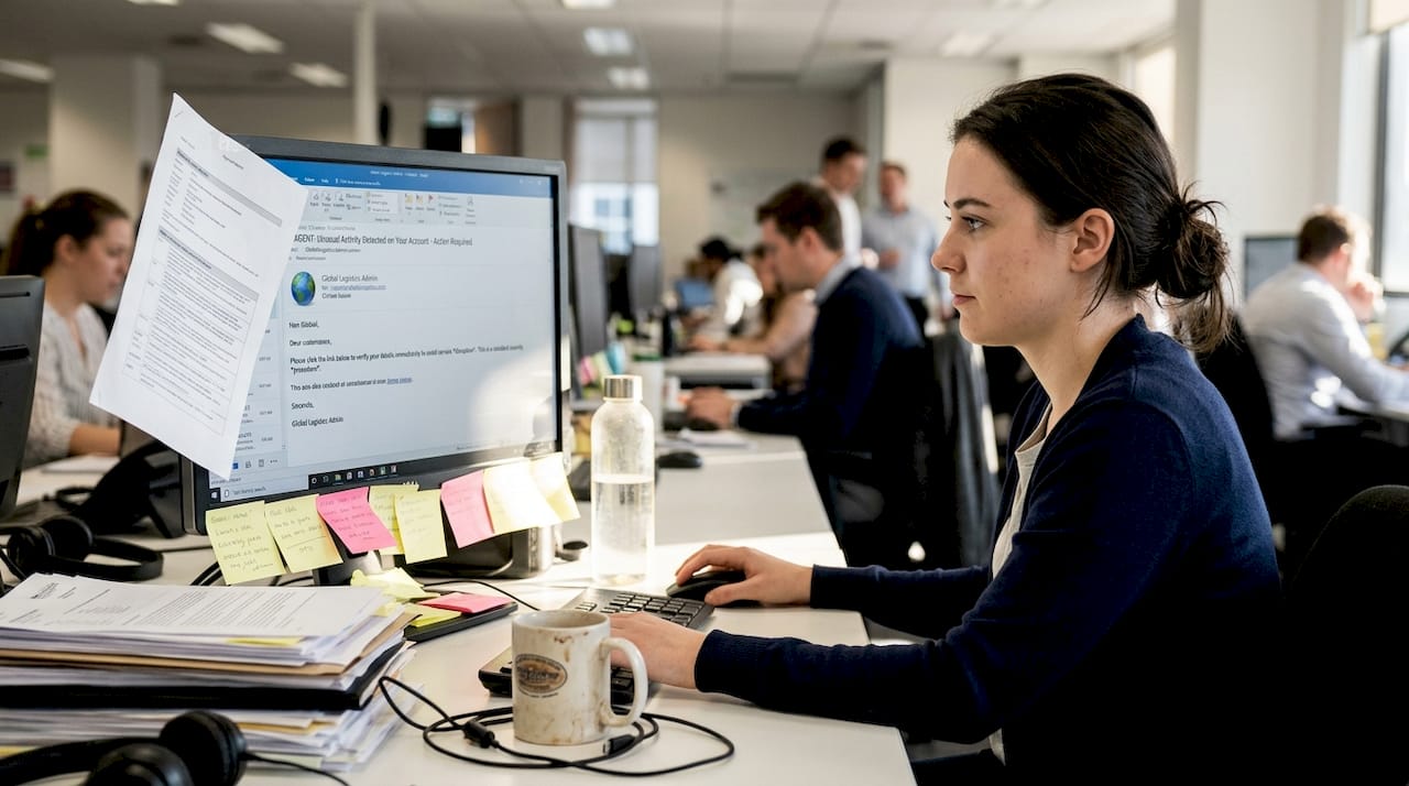 Office worker notices suspicious phishing email