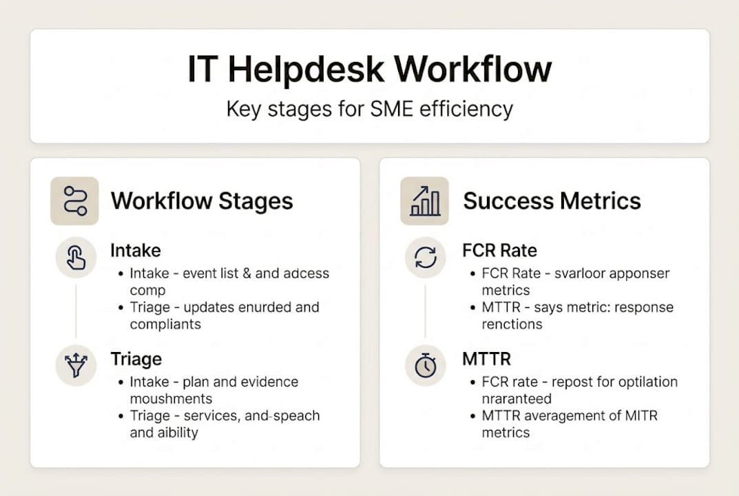 Infographic of IT workflow stages and metrics