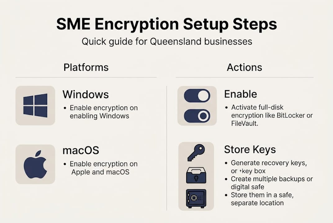 Infographic showing encryption setup steps