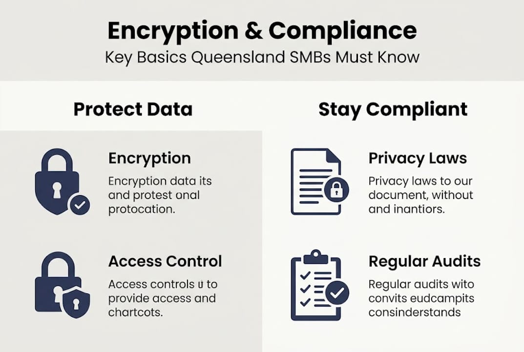 Infographic showing encryption and compliance essentials