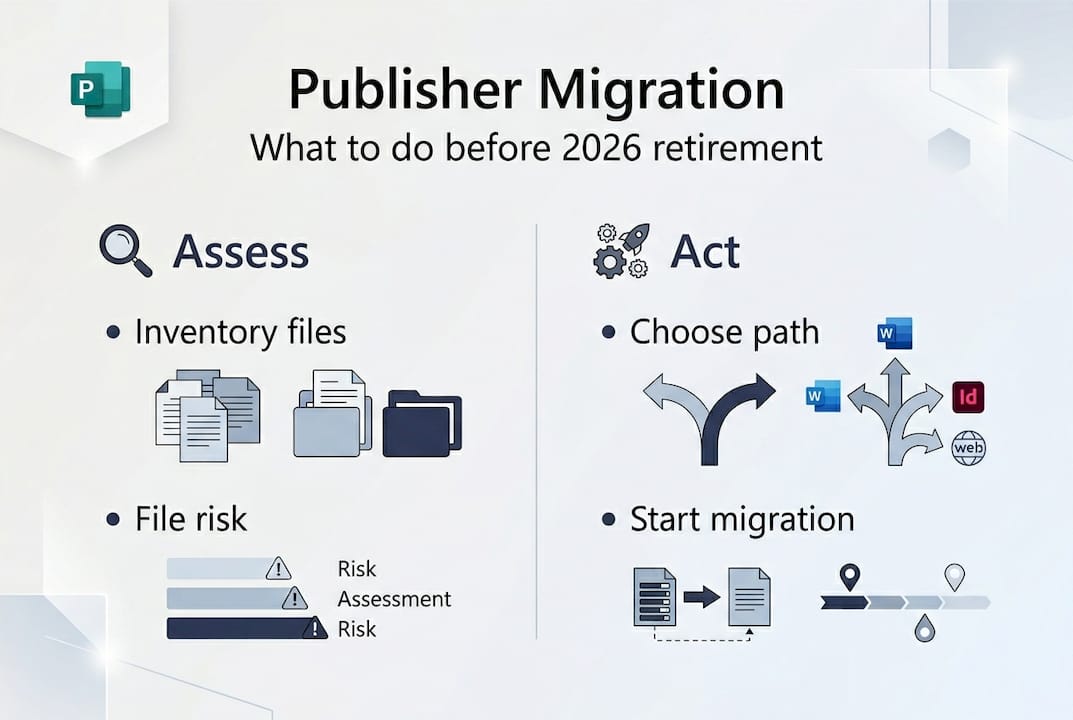 Infographic with Publisher migration overview steps