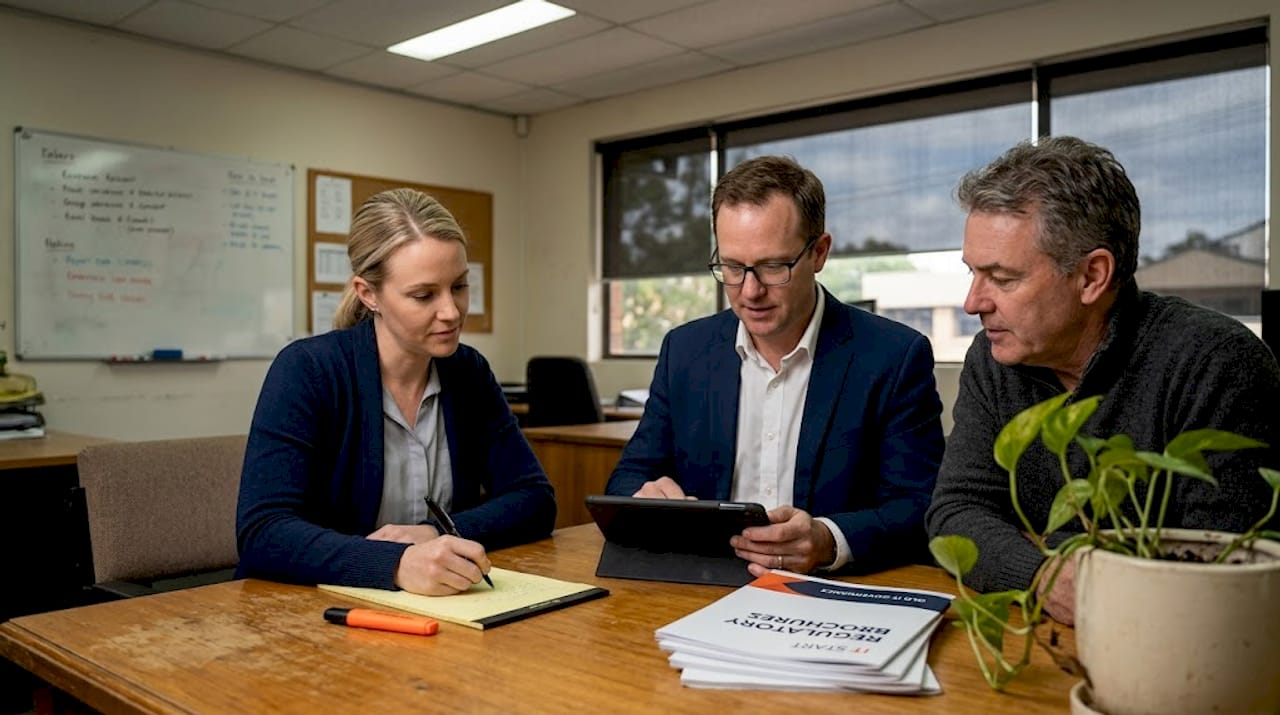 Small business team discussing IT policies