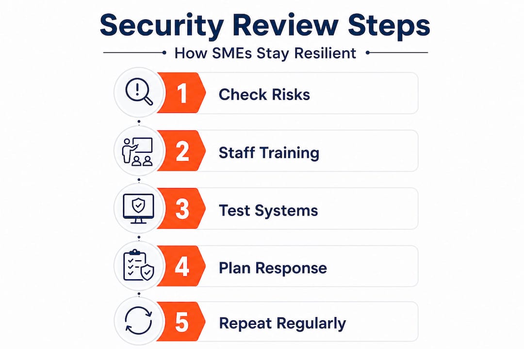 Infographic process: security review steps for SMEs