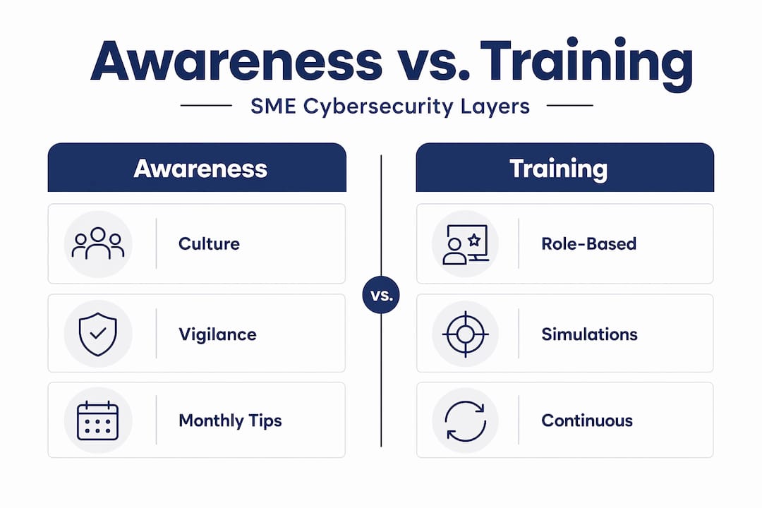 Infographic comparing awareness and training layers