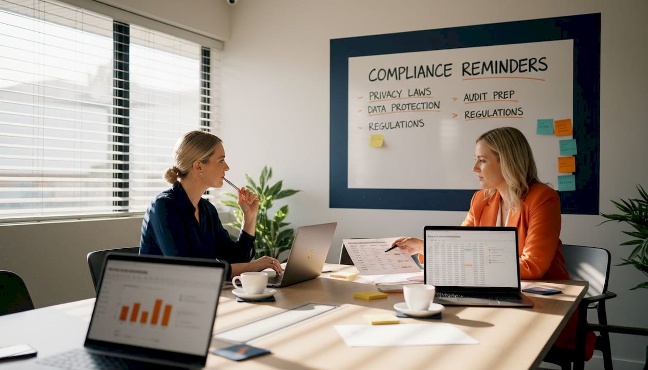 SMB team reviewing compliance checklist