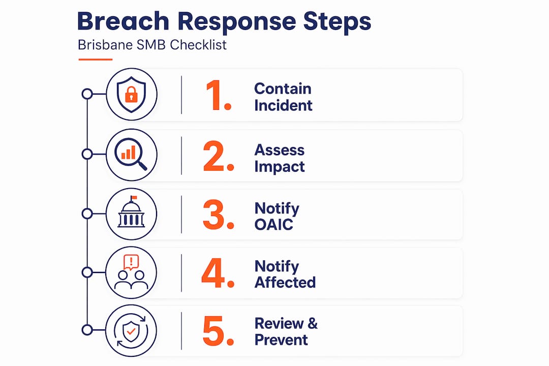 Infographic of five data breach response steps