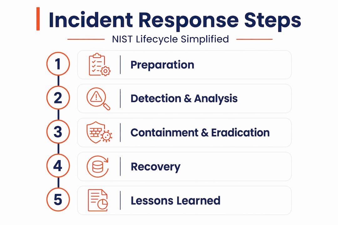 Infographic of incident response steps in order