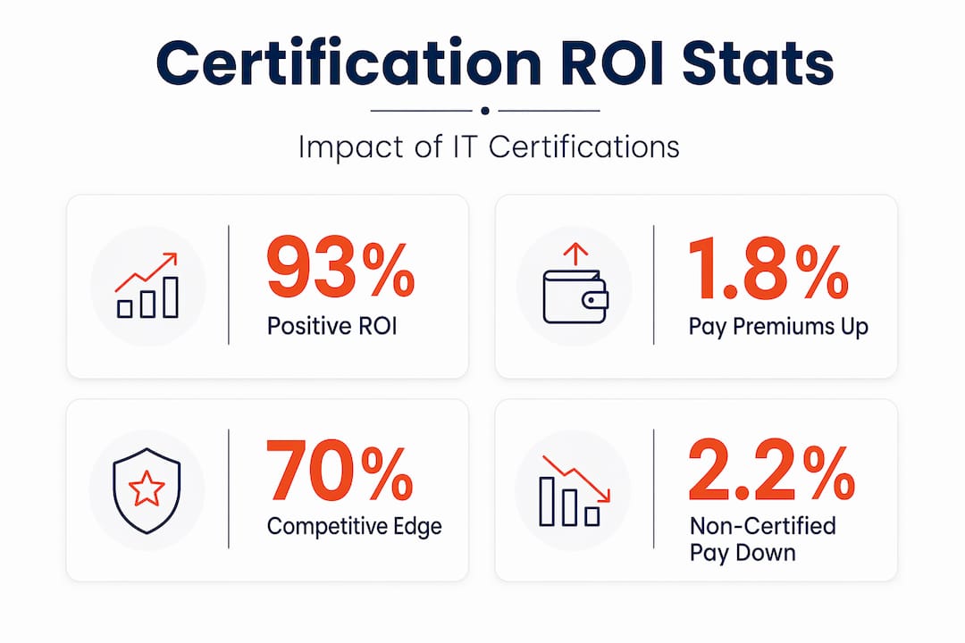 Infographic with IT certification ROI statistics