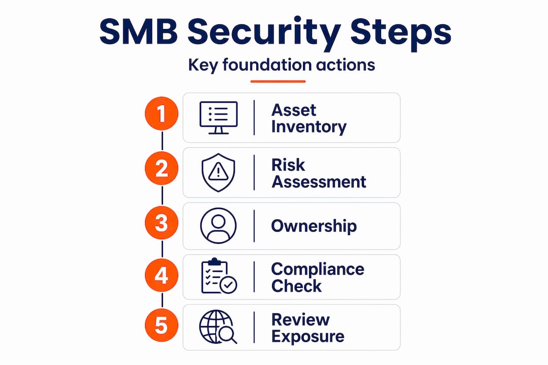 Infographic outlining five SMB security steps