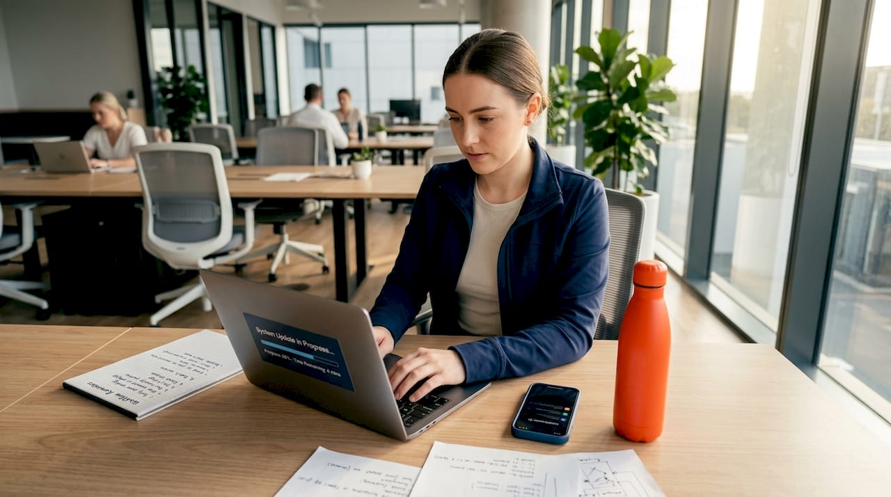 IT technician performing software update