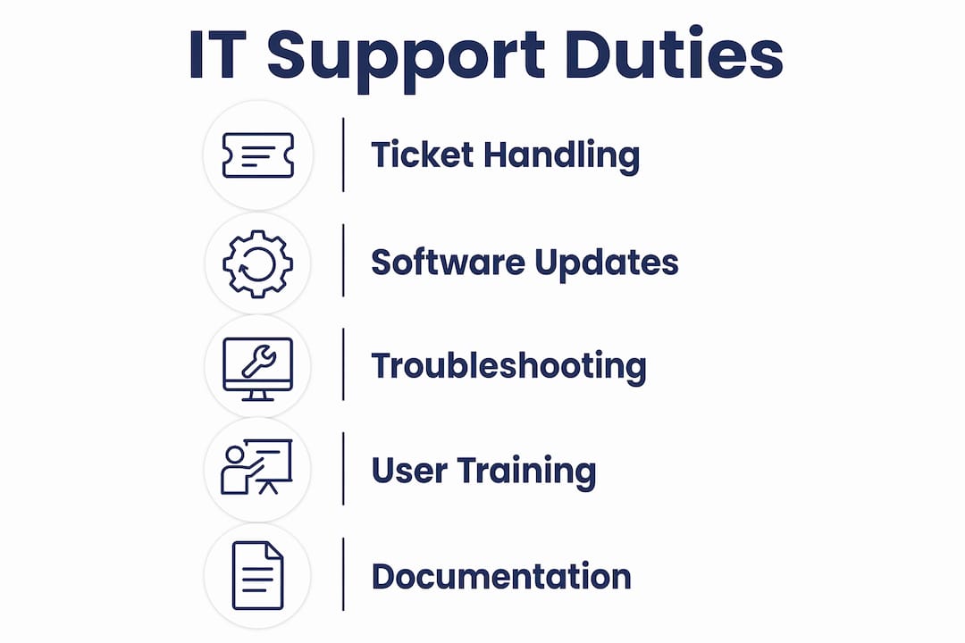 Infographic listing IT support technician key duties