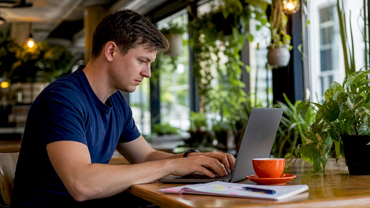 Small business worker setting up MFA on laptop