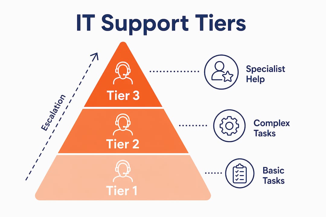 Infographic illustrating IT support tiered structure