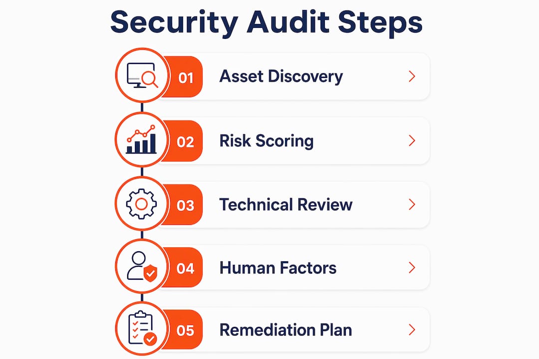 Infographic outlining IT security audit process steps