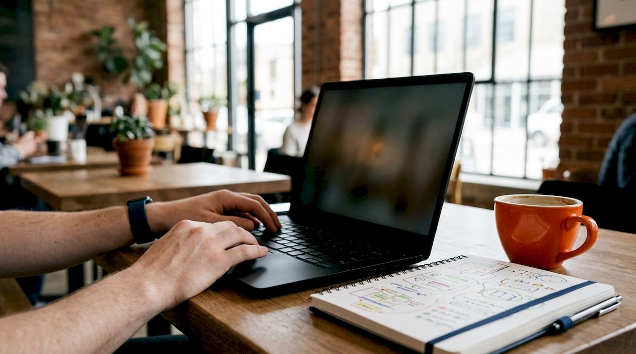 Hands on keyboard near computer assessing risks