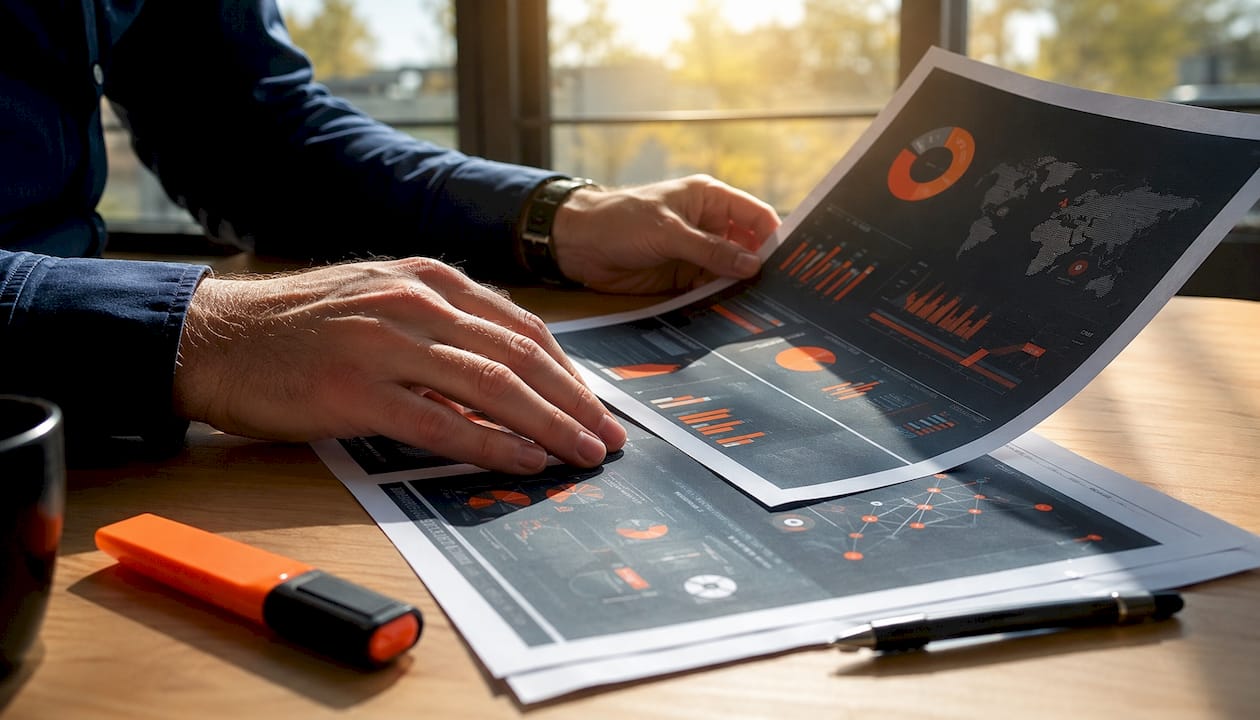 Hands typing with cybersecurity vulnerability documents